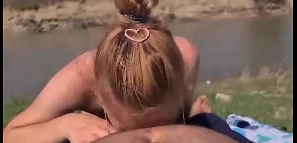  Young sister having sex on public beach